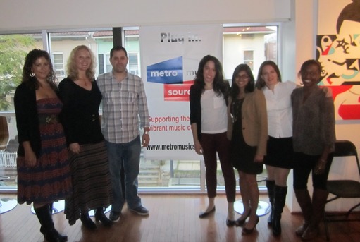  Jem Bahaijoub of Metro Music Source, Sara Bennett of SAG-AFTRA, Dave Mallen of Metro Music Source, and SAG-AFTRA staff members Anne Rosenblatt, Purvi Patel, Anee Raulerson, and Lois Seffu