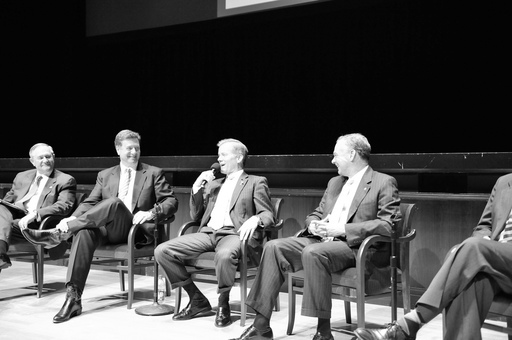 (left to right) Governors Gilmore, Allen, McDonnell and Kaine. (Photo courtesy Kathy Scott/Office of the First Lady)