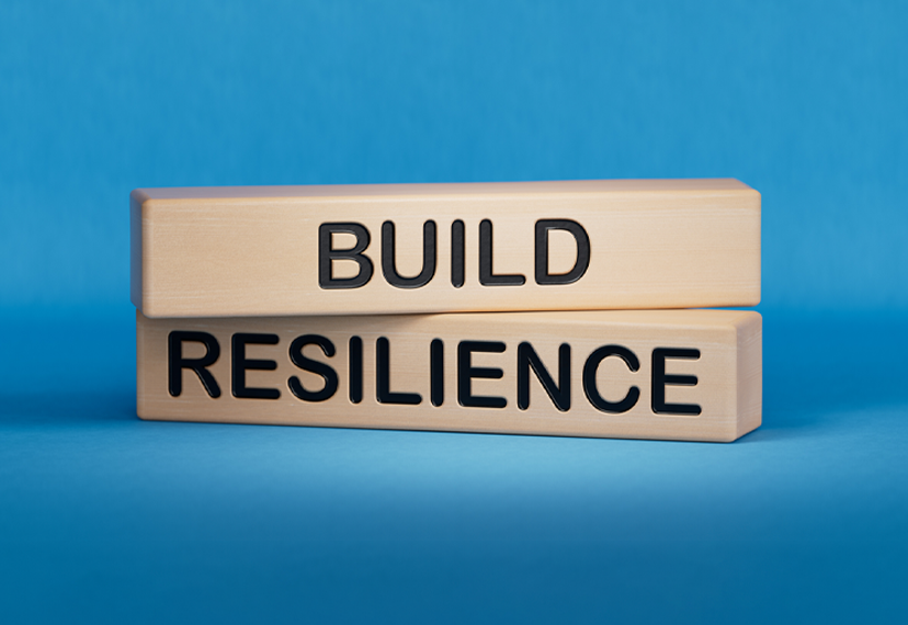 Two stacked blocks reading "BUILD" and "RESILIENCE"