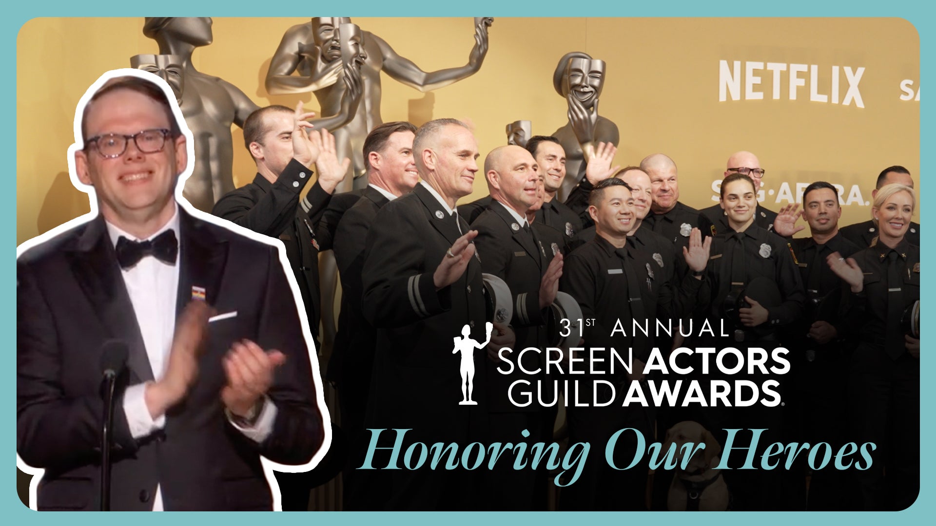 Duncan Crabtree-Ireland Acknowledges First Responders and Broadcasters at SAG Awards video thumbnail