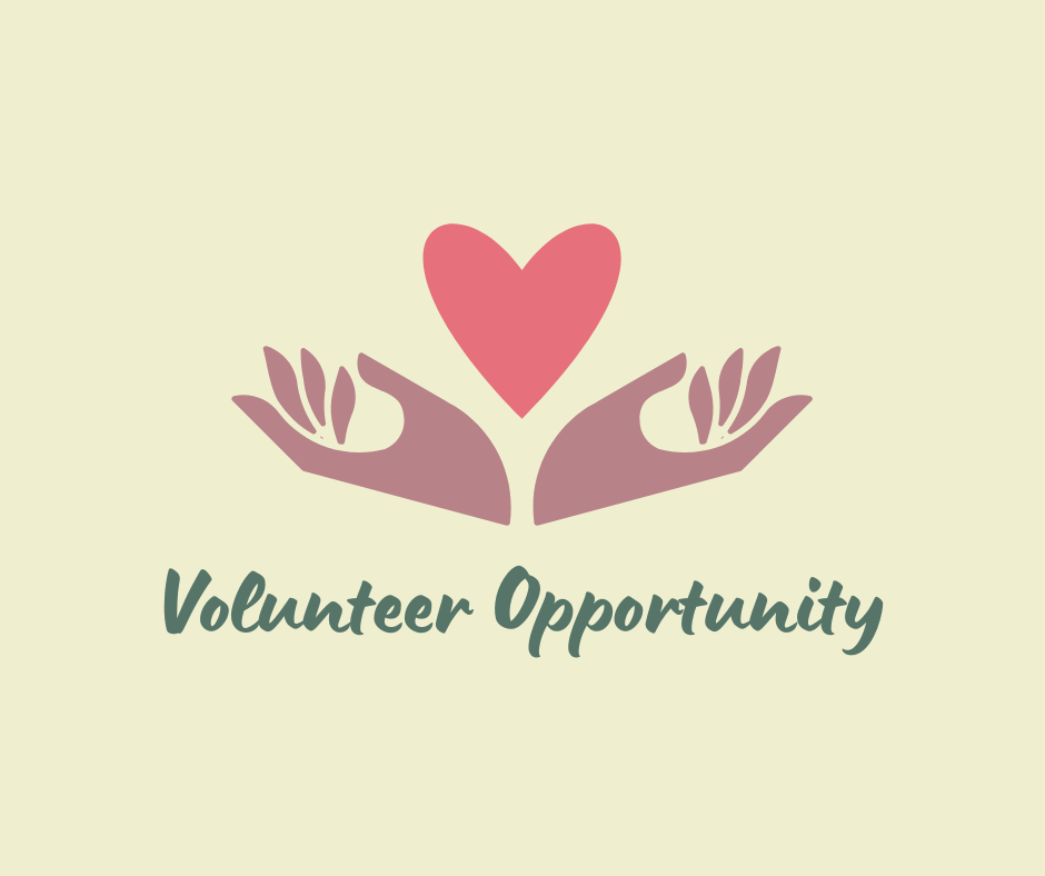 Hands holding a heart and the words volunteer opportunity.