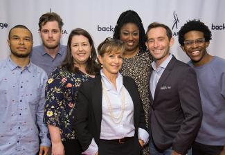 SAG-AFTRA President Gabrielle Carteris and EVP Rebecca Damon with staff and roster members from the Ghetto Film School.