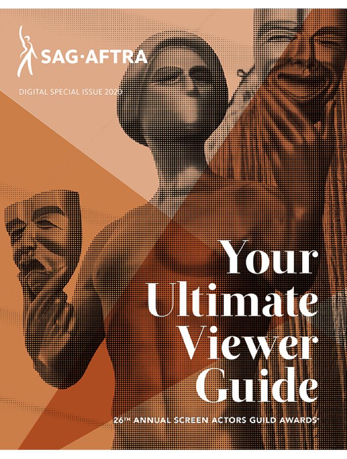 "Your Ultimate Viewer Guide" in white overlaying The Actor with a 3-tone orange filter.