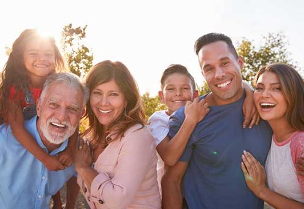 Image of a diverse group of latinos young, middle aged and older. 