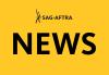 'NEWS' in black on a yellow background centered. SAG-AFTRA logo at top