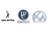 SAG-AFTRA logo on left, The Joint Policy Committee, LLC logo in center and Producers Guild of America logo on right all on white background