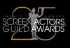 "Twenty Fifth Annual Screen Actors Guild Awards" text overlaying a gray Actor silhouette, overlaying a gold 25 with a black background